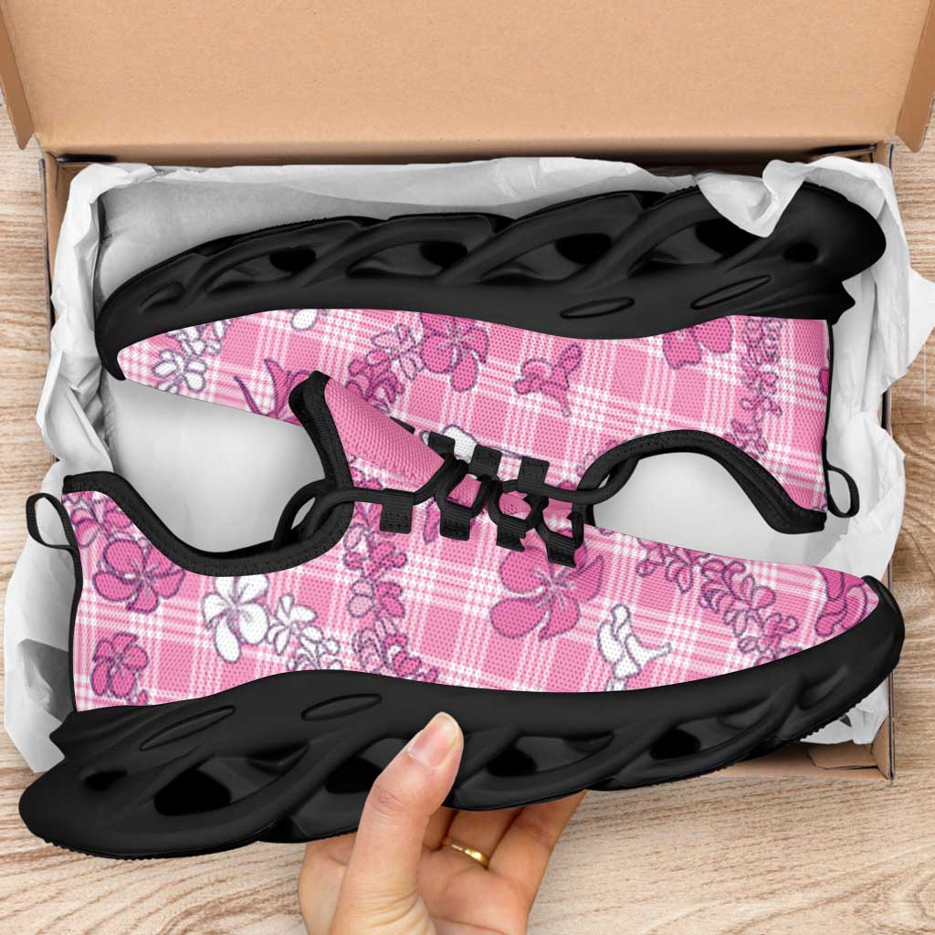 Alaka Aloha Hawaii Clunky Sneakers Plumeria Lei With Palaka Motif - Polynesian Pride