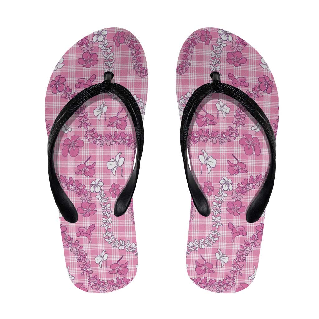 Alaka Aloha Hawaii Flip Flops Plumeria Lei With Palaka Motif - Polynesian Pride