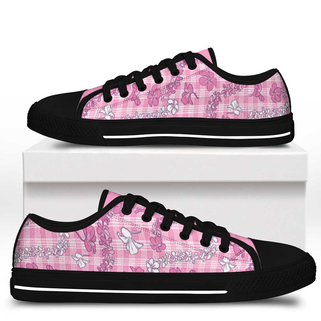 Alaka Aloha Hawaii Low Top Shoes Plumeria Lei With Palaka Motif - Polynesian Pride
