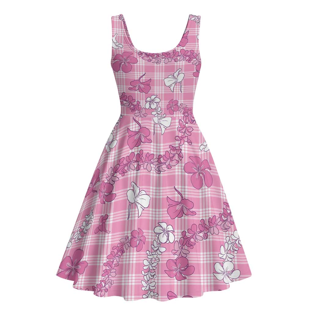 Alaka Aloha Hawaii Midi Dress Plumeria Lei With Palaka Motif - Polynesian Pride