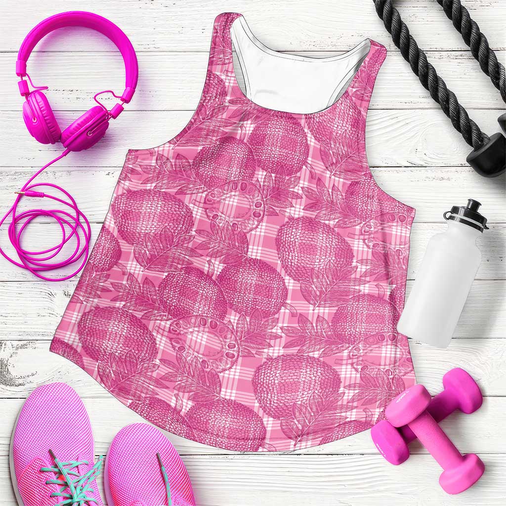 Alaka Hawaii Breadfruit Palaka Motifs Women Racerback Tank LT14 Pink - Polynesian Pride