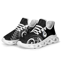 All Black New Zealand Clunky Sneakers Aotearoa Silver Fern With Manaia Maori Unique LT14 - Polynesian Pride