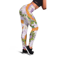 Aloha Festive Hawaii Leggings Mokihana - Maile and Ilima on Lilac - Polynesian Pride