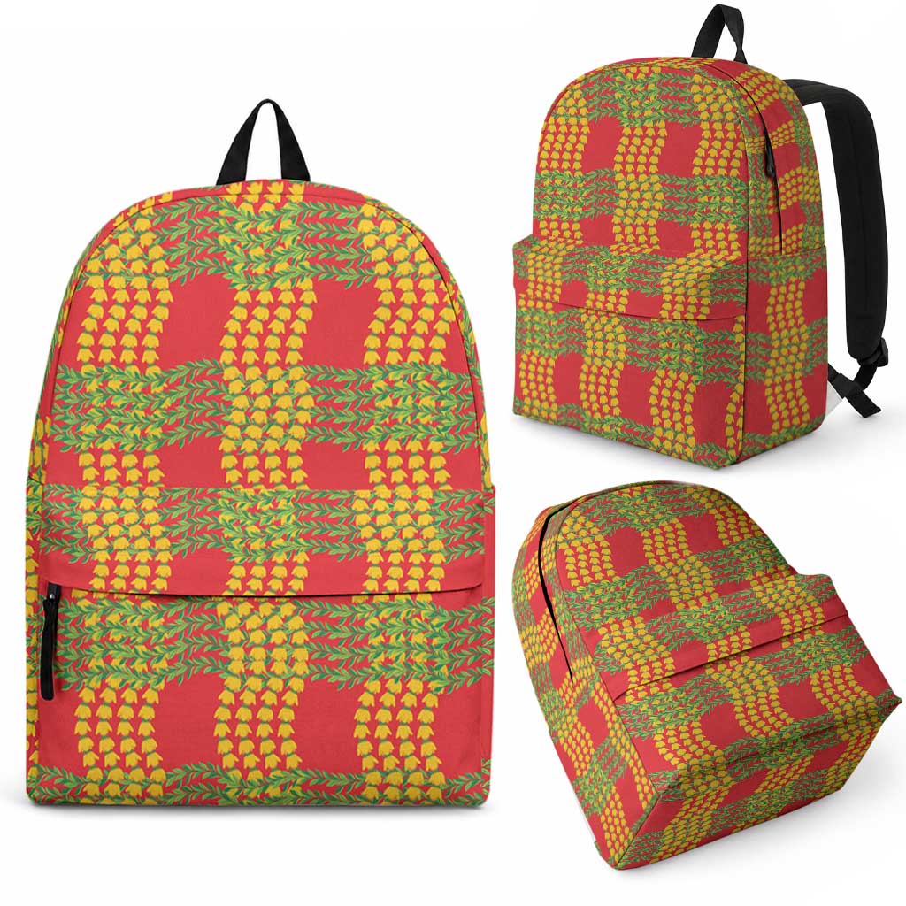 Aloha Hawaii Ilima Maile Lei Backpack Palaka Inspired Hawaiian-plaid Red