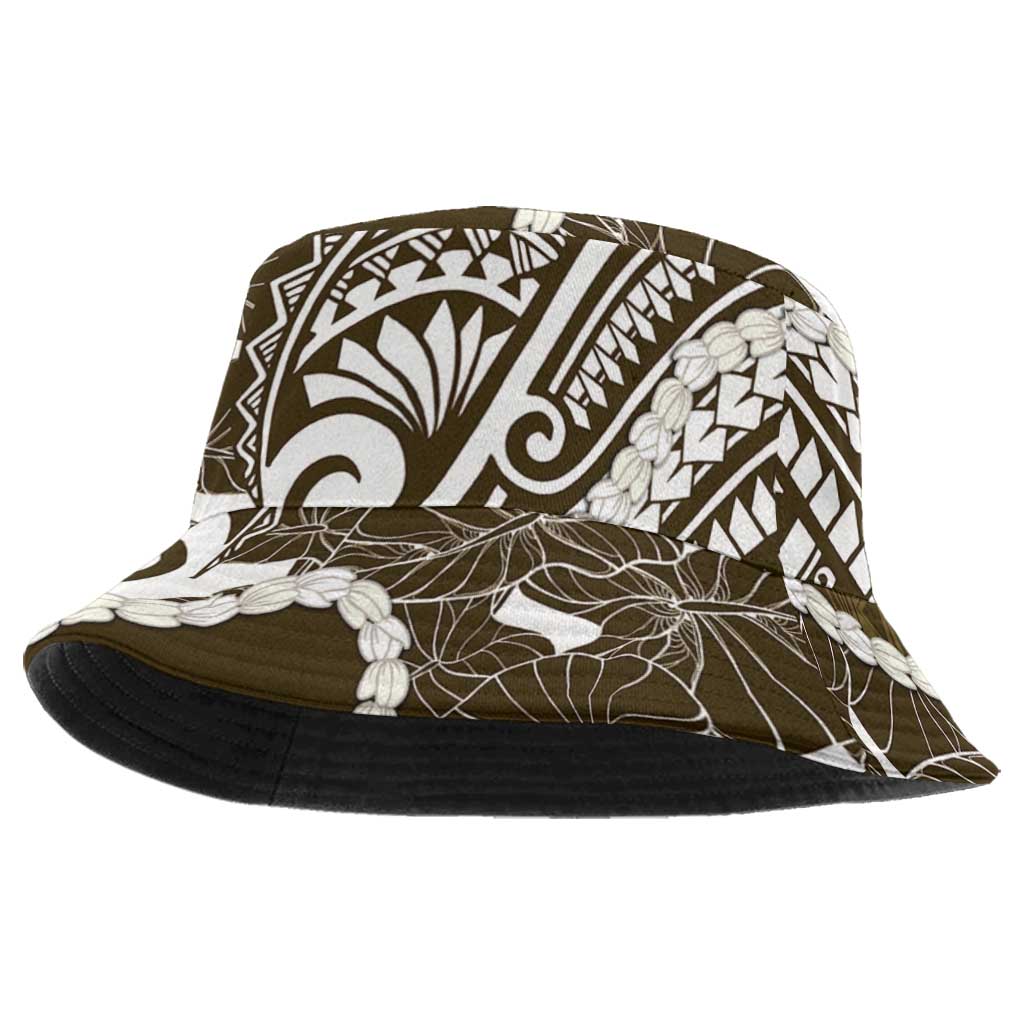 Aloha Hawaii Kalo Pikake Lei Bucket Hat Chest Tattoo Gold Hawaiian Pattern LT14 One Size Gold - Polynesian Pride