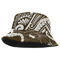 Aloha Hawaii Kalo Pikake Lei Bucket Hat Chest Tattoo Gold Hawaiian Pattern LT14 One Size Gold - Polynesian Pride