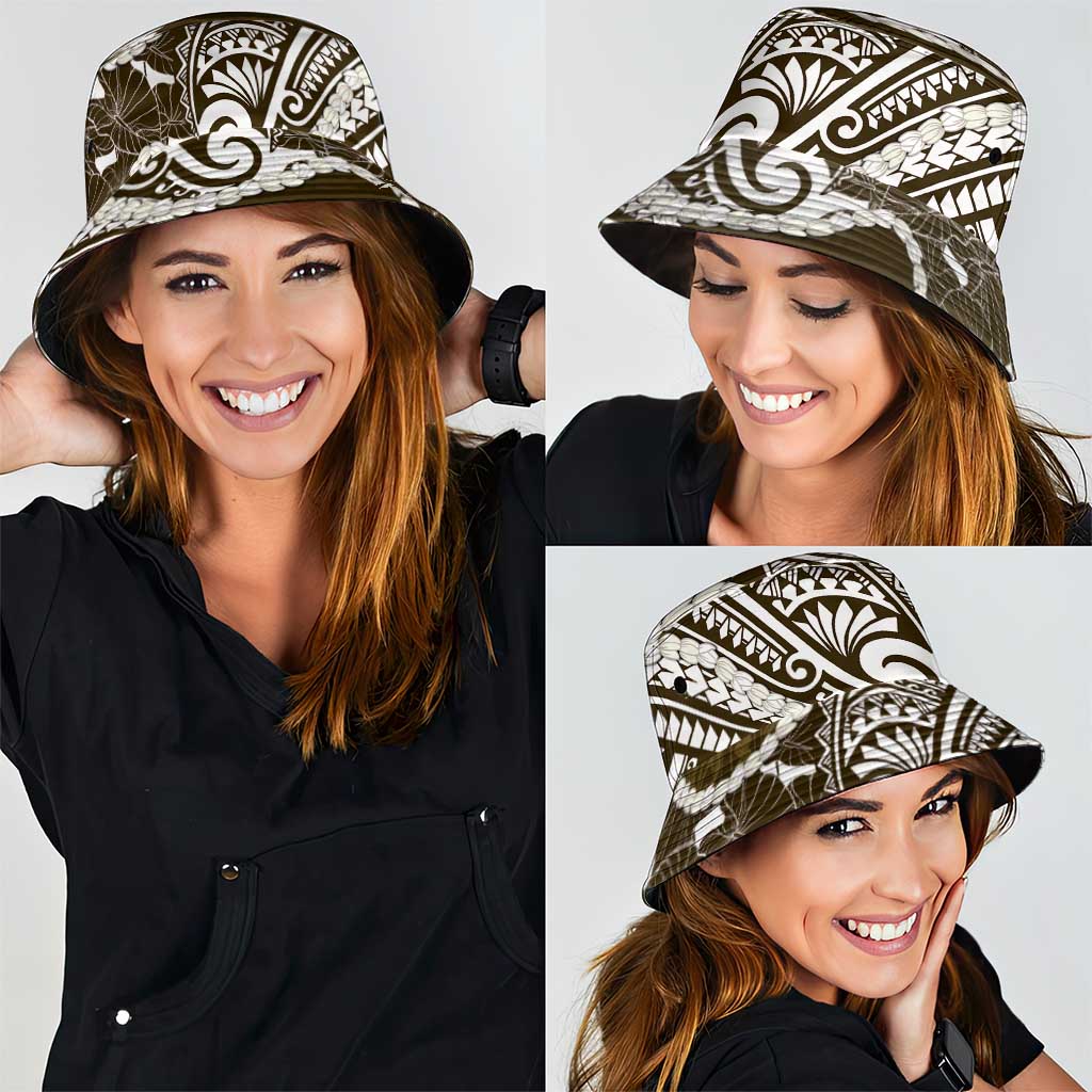 Aloha Hawaii Kalo Pikake Lei Bucket Hat Chest Tattoo Gold Hawaiian Pattern LT14 - Polynesian Pride