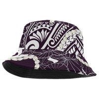 Aloha Hawaii Kalo Pikake Lei Bucket Hat Chest Tattoo Purple Hawaiian Pattern LT14 One Size Purple - Polynesian Pride