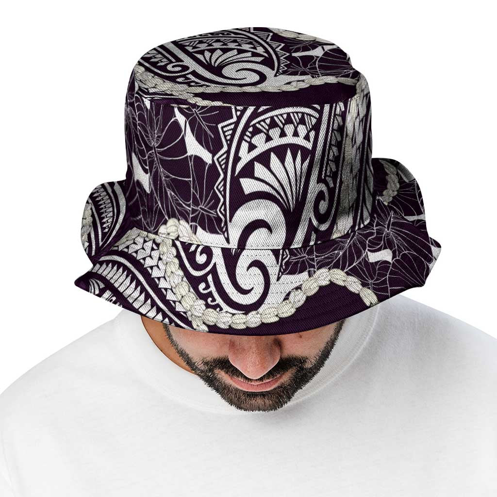 Aloha Hawaii Kalo Pikake Lei Bucket Hat Chest Tattoo Purple Hawaiian Pattern LT14 - Polynesian Pride