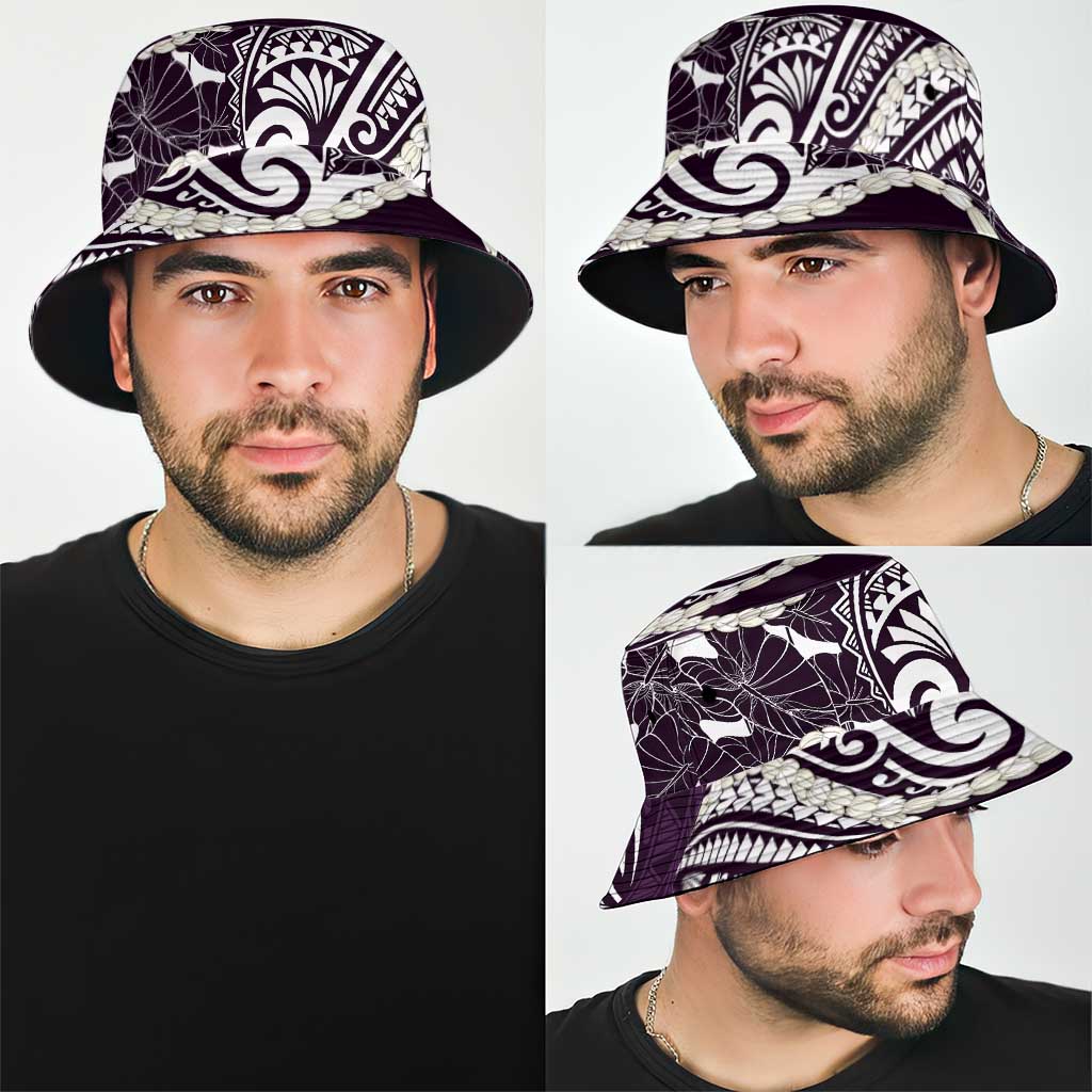 Aloha Hawaii Kalo Pikake Lei Bucket Hat Chest Tattoo Purple Hawaiian Pattern LT14 - Polynesian Pride