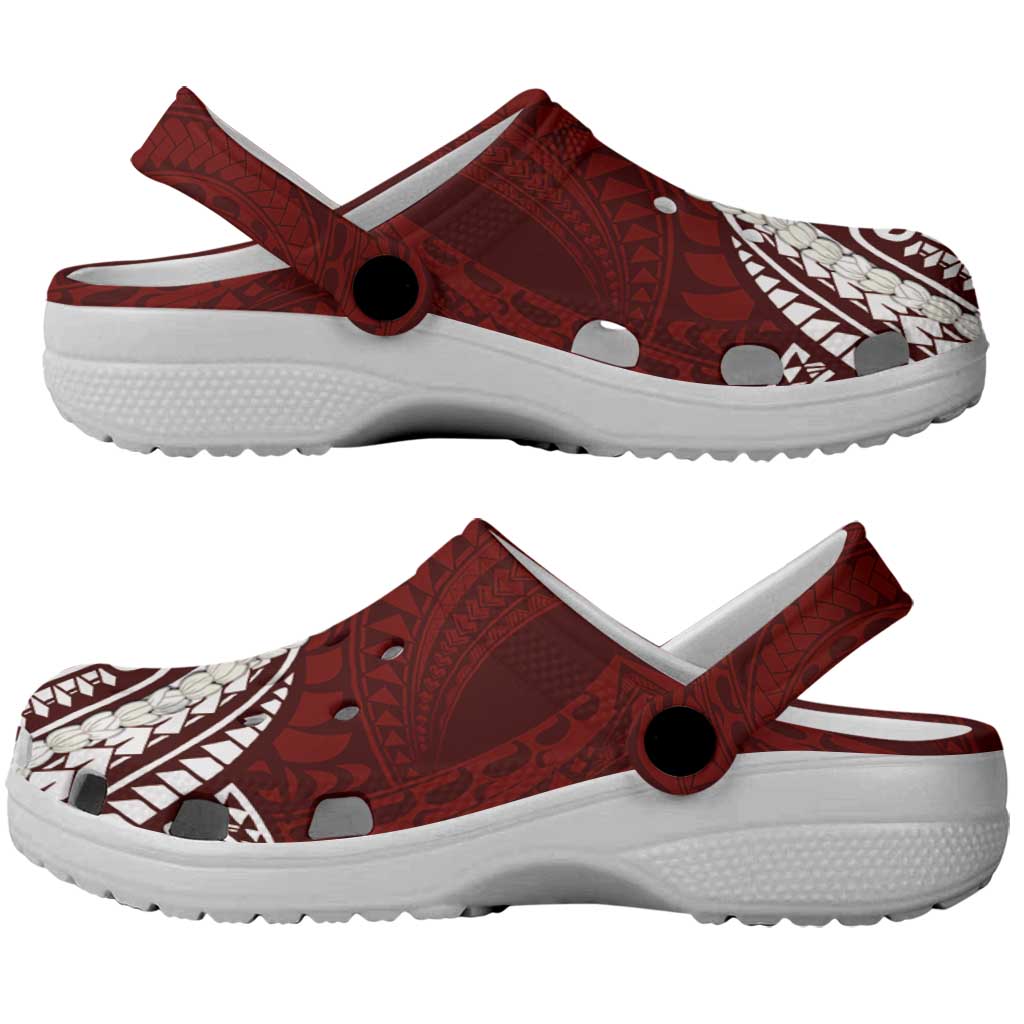 Aloha Hawaii Kalo Pikake Lei Clogs Shoes Chest Tattoo Oxblood Hawaiian Pattern LT14 - Polynesian Pride