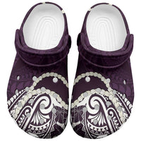 Aloha Hawaii Kalo Pikake Lei Clogs Shoes Chest Tattoo Purple Hawaiian Pattern LT14 Purple - Polynesian Pride