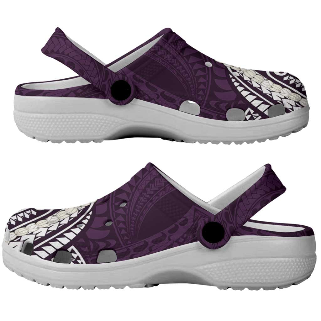 Aloha Hawaii Kalo Pikake Lei Clogs Shoes Chest Tattoo Purple Hawaiian Pattern LT14 - Polynesian Pride