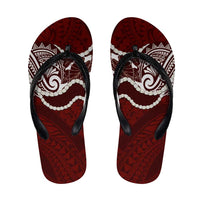 Aloha Hawaii Kalo Pikake Lei Flip Flops Chest Tattoo Oxblood Hawaiian Pattern LT14 Oxblood - Polynesian Pride