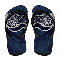 Aloha Hawaii Kalo Pikake Lei Flip Flops Chest Tattoo Oxford Blue Hawaiian Pattern LT14 - Polynesian Pride