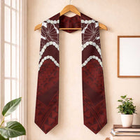 Aloha Hawaii Kalo Pikake Lei Graduation Stole Chest Tattoo Oxblood Hawaiian Pattern LT14 One Size Oxblood - Polynesian Pride