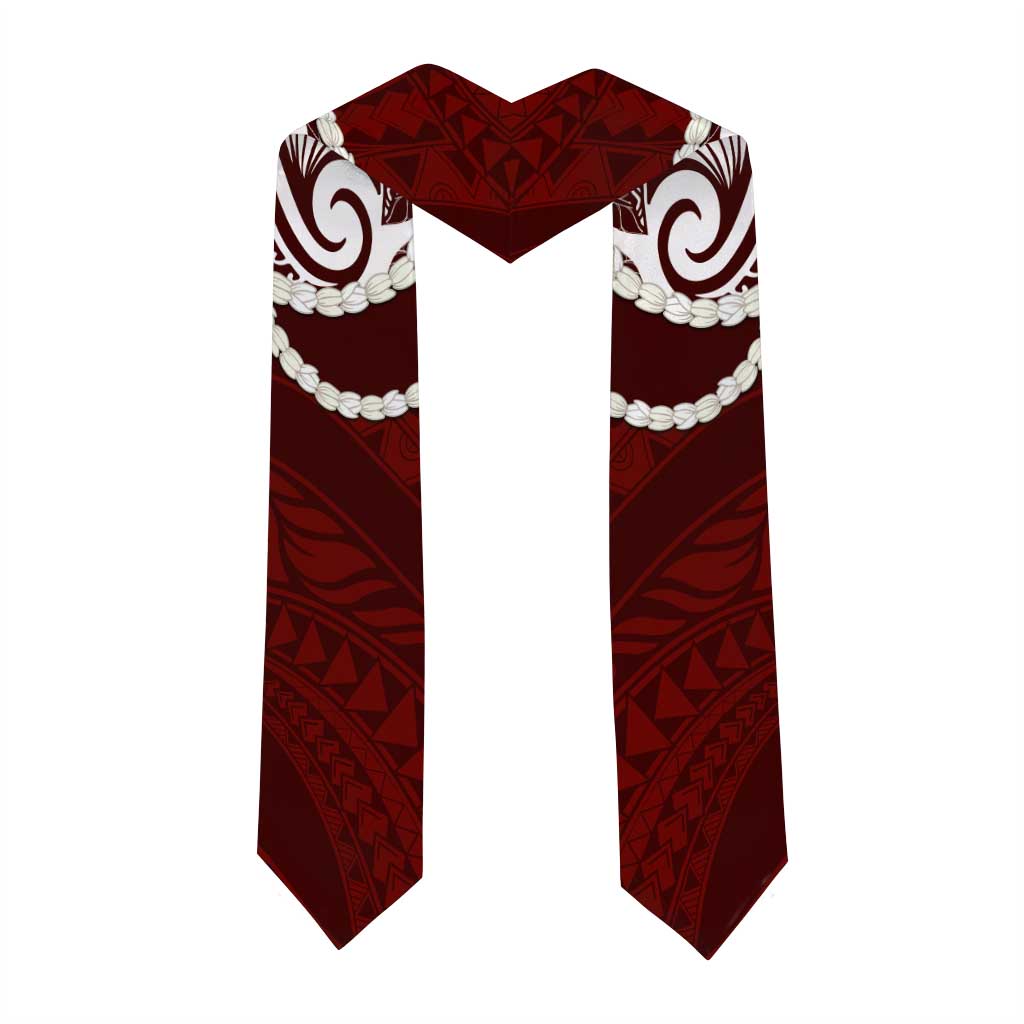 Aloha Hawaii Kalo Pikake Lei Graduation Stole Chest Tattoo Oxblood Hawaiian Pattern LT14 - Polynesian Pride