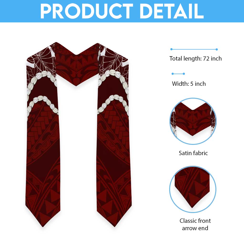 Aloha Hawaii Kalo Pikake Lei Graduation Stole Chest Tattoo Oxblood Hawaiian Pattern LT14 - Polynesian Pride