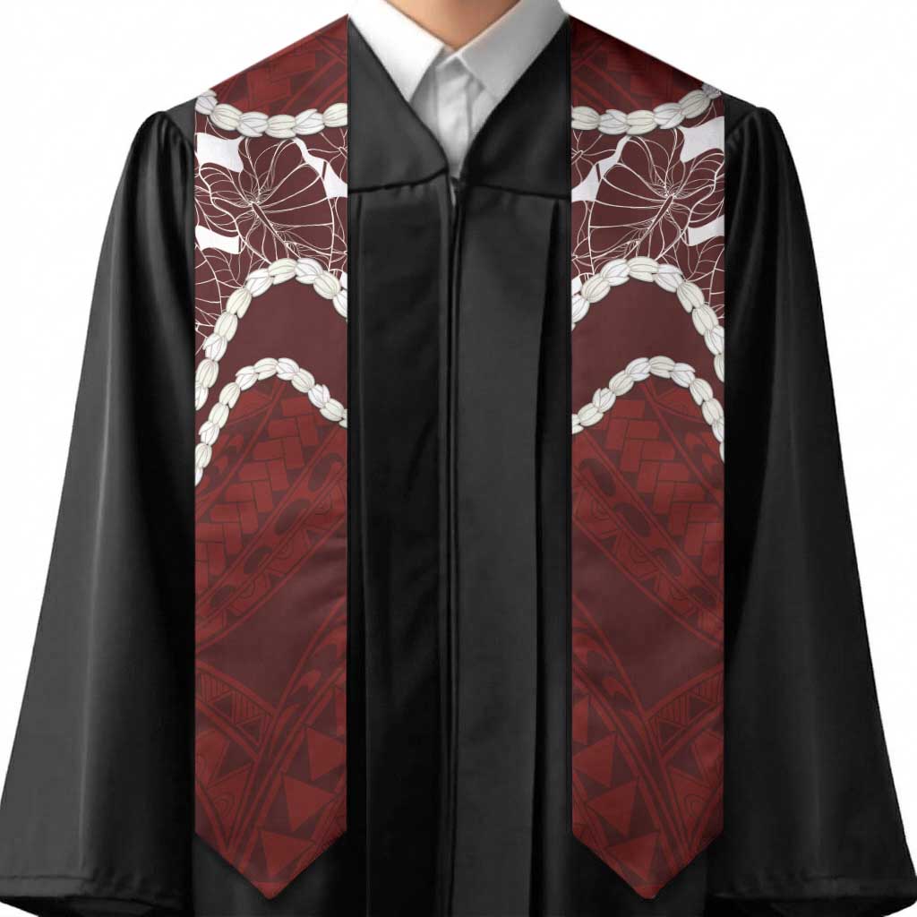 Aloha Hawaii Kalo Pikake Lei Graduation Stole Chest Tattoo Oxblood Hawaiian Pattern LT14 - Polynesian Pride