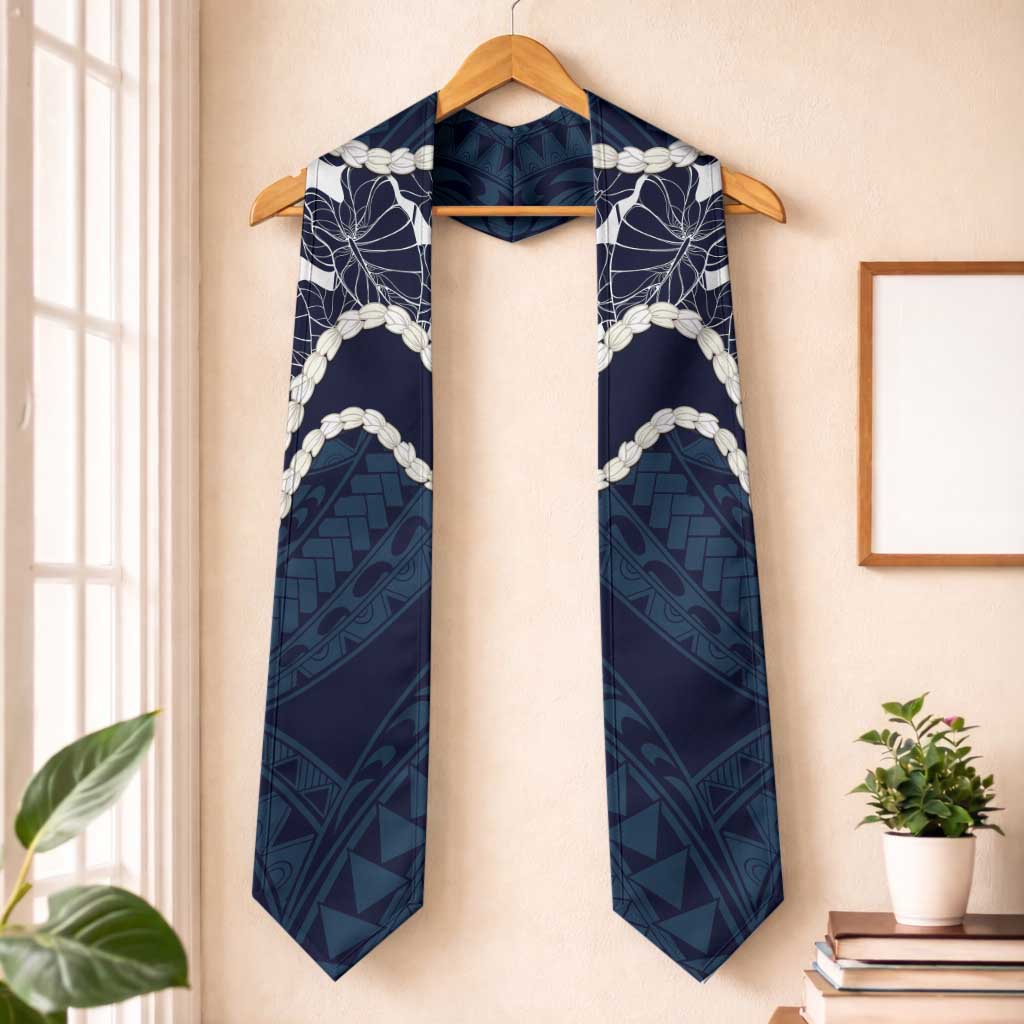 Aloha Hawaii Kalo Pikake Lei Graduation Stole Chest Tattoo Oxford Blue Hawaiian Pattern LT14 One Size Oxford Blue - Polynesian Pride