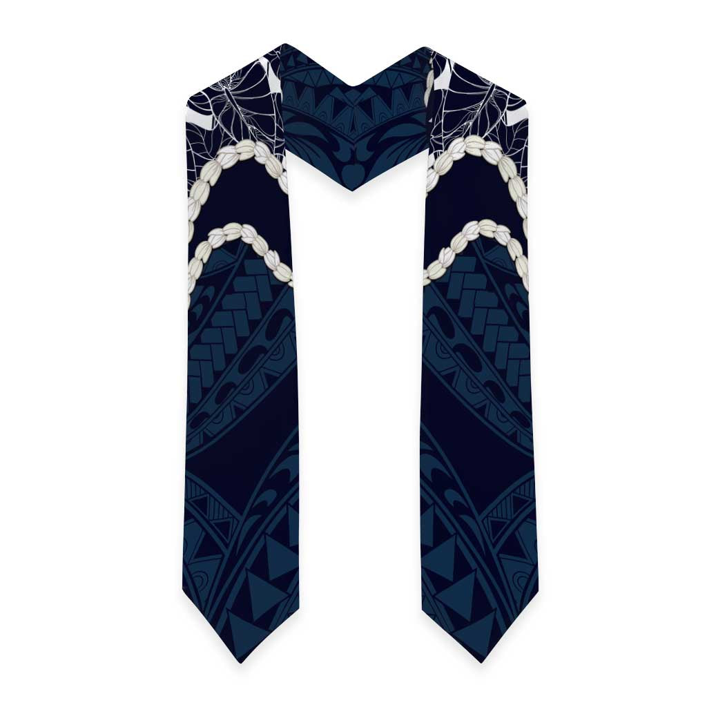 Aloha Hawaii Kalo Pikake Lei Graduation Stole Chest Tattoo Oxford Blue Hawaiian Pattern LT14 - Polynesian Pride