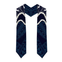 Aloha Hawaii Kalo Pikake Lei Graduation Stole Chest Tattoo Oxford Blue Hawaiian Pattern LT14 - Polynesian Pride
