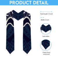 Aloha Hawaii Kalo Pikake Lei Graduation Stole Chest Tattoo Oxford Blue Hawaiian Pattern LT14 - Polynesian Pride