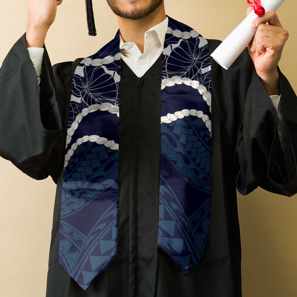 Aloha Hawaii Kalo Pikake Lei Graduation Stole Chest Tattoo Oxford Blue Hawaiian Pattern LT14 - Polynesian Pride