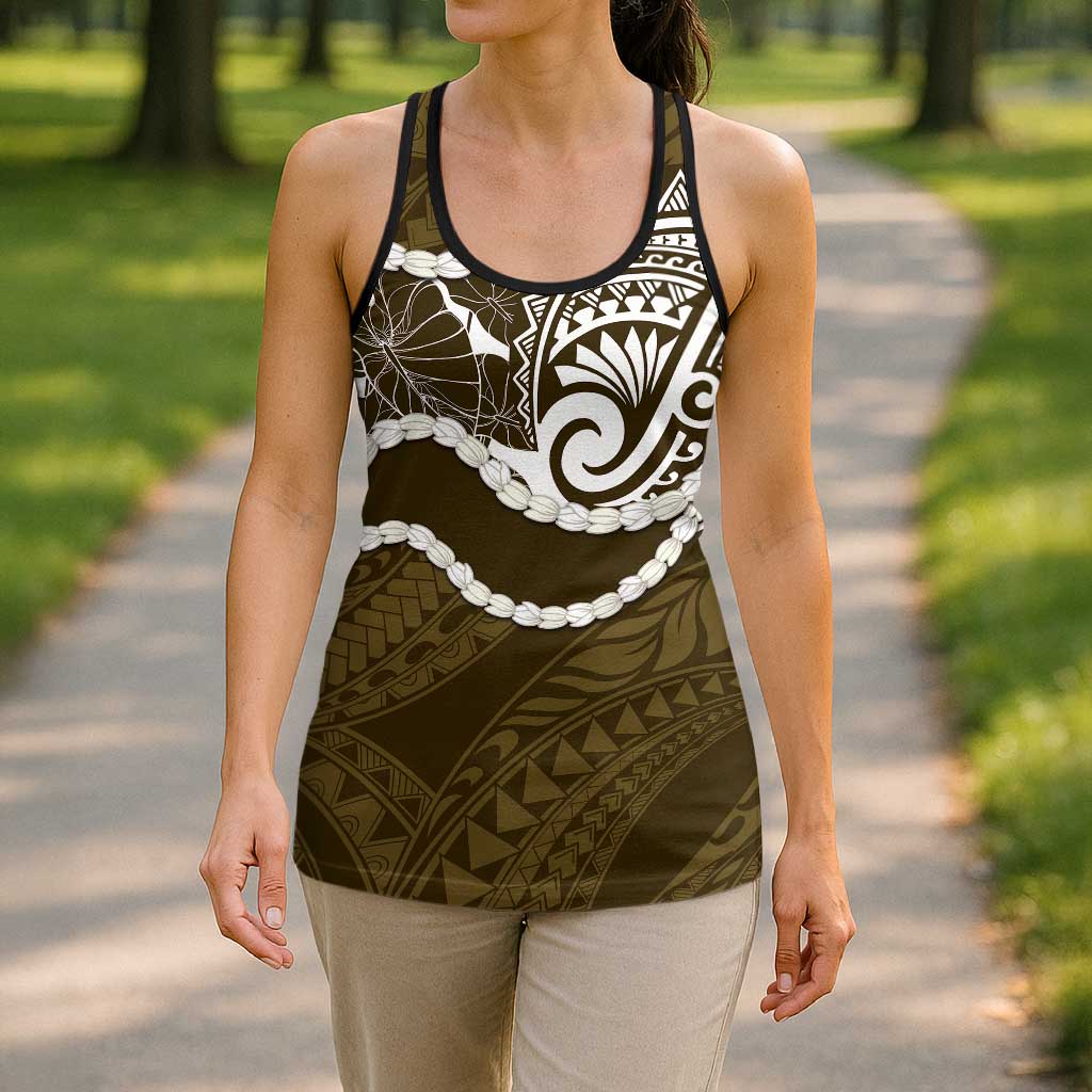Aloha Hawaii Kalo Pikake Lei Hollow Tank Top Chest Tattoo Gold Hawaiian Pattern LT14 - Polynesian Pride