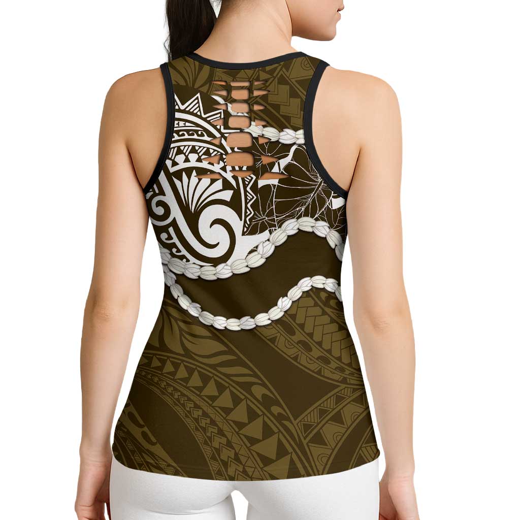 Aloha Hawaii Kalo Pikake Lei Hollow Tank Top Chest Tattoo Gold Hawaiian Pattern LT14 - Polynesian Pride