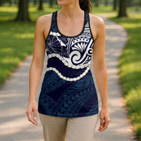 Aloha Hawaii Kalo Pikake Lei Hollow Tank Top Chest Tattoo Oxford Blue Hawaiian Pattern LT14 - Polynesian Pride