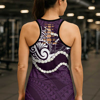 Aloha Hawaii Kalo Pikake Lei Hollow Tank Top Chest Tattoo Purple Hawaiian Pattern