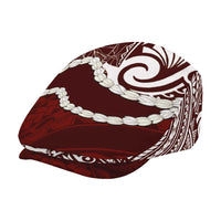 Aloha Hawaii Kalo Pikake Lei Jeff Hat Chest Tattoo Oxblood Hawaiian Pattern LT14 - Polynesian Pride