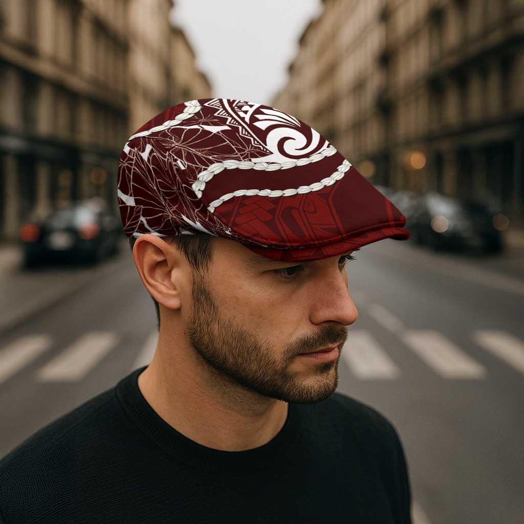 Aloha Hawaii Kalo Pikake Lei Jeff Hat Chest Tattoo Oxblood Hawaiian Pattern LT14 - Polynesian Pride