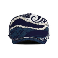 Aloha Hawaii Kalo Pikake Lei Jeff Hat Chest Tattoo Oxford Blue Hawaiian Pattern LT14 Oxford Blue - Polynesian Pride