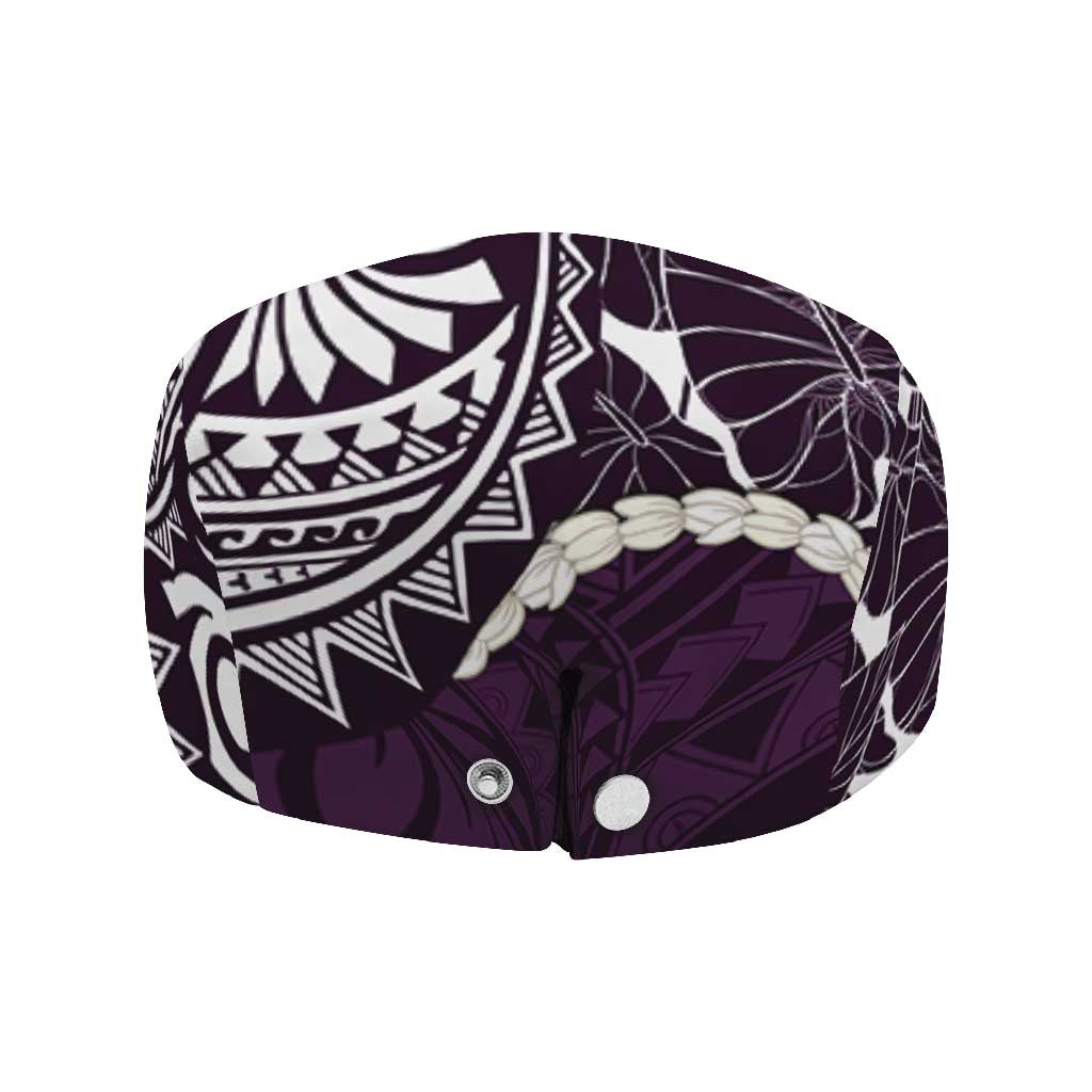 Aloha Hawaii Kalo Pikake Lei Jeff Hat Chest Tattoo Purple Hawaiian Pattern LT14 - Polynesian Pride