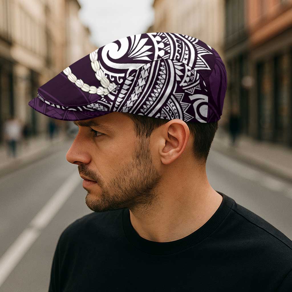 Aloha Hawaii Kalo Pikake Lei Jeff Hat Chest Tattoo Purple Hawaiian Pattern LT14 - Polynesian Pride