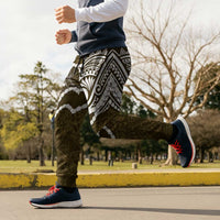 Aloha Hawaii Kalo Pikake Lei Jogger Pants Chest Tattoo Gold Hawaiian Pattern LT14 - Polynesian Pride