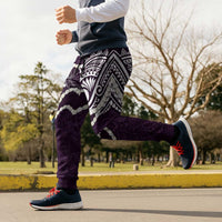 Aloha Hawaii Kalo Pikake Lei Jogger Pants Chest Tattoo Purple Hawaiian Pattern LT14 - Polynesian Pride