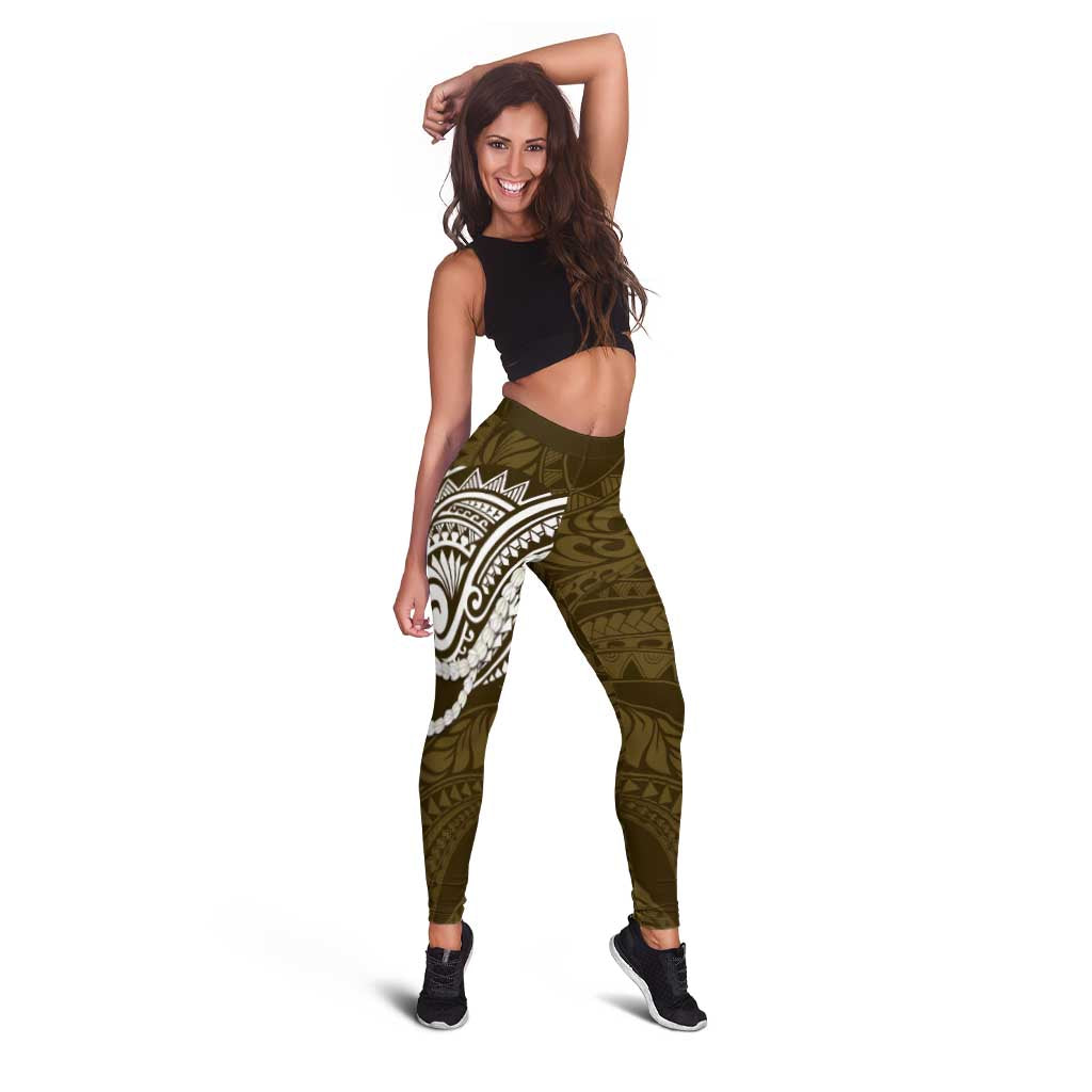 Aloha Hawaii Kalo Pikake Lei Leggings Chest Tattoo Gold Hawaiian Pattern LT14 - Polynesian Pride