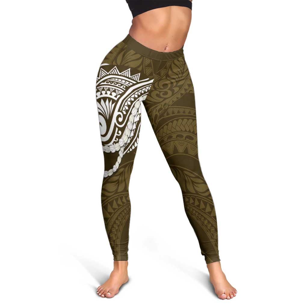 Aloha Hawaii Kalo Pikake Lei Leggings Chest Tattoo Gold Hawaiian Pattern LT14 - Polynesian Pride