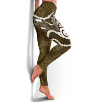 Aloha Hawaii Kalo Pikake Lei Leggings Chest Tattoo Gold Hawaiian Pattern LT14 - Polynesian Pride