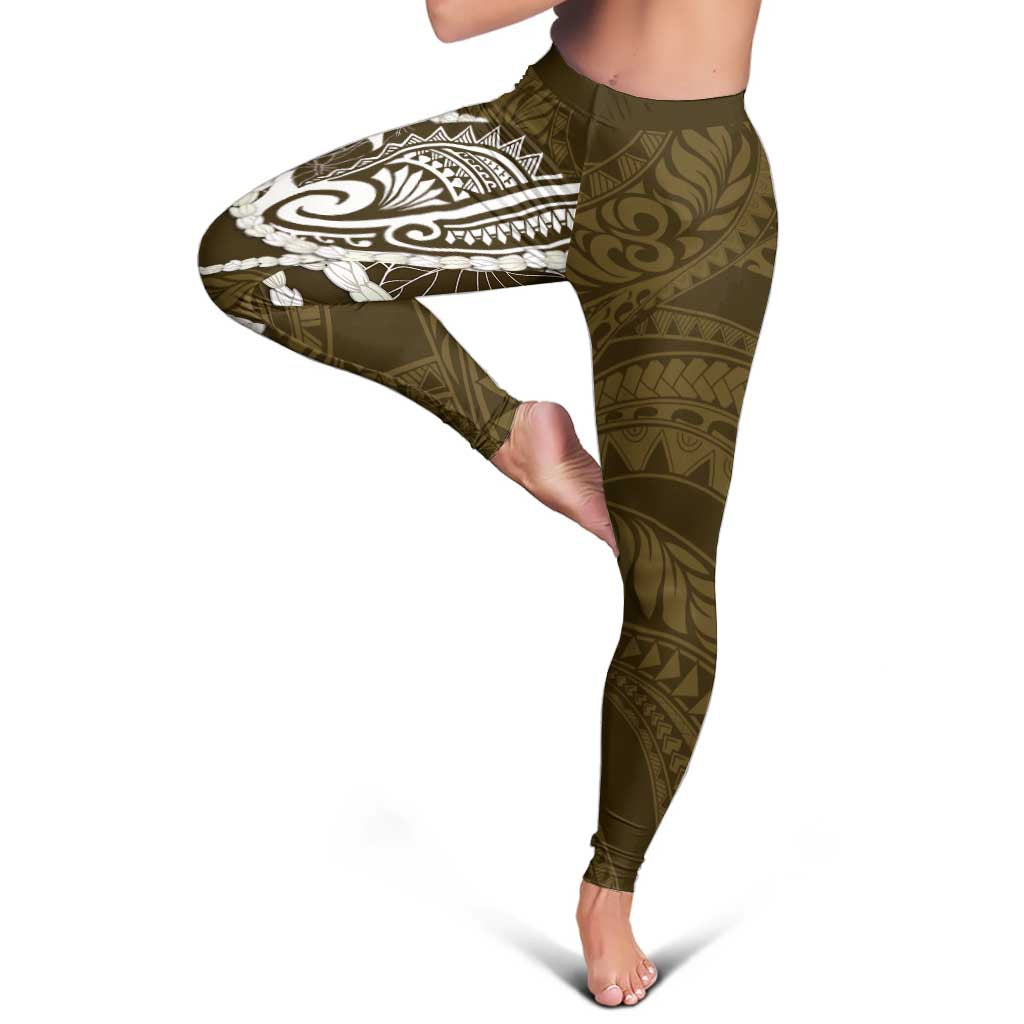 Aloha Hawaii Kalo Pikake Lei Leggings Chest Tattoo Gold Hawaiian Pattern LT14 - Polynesian Pride
