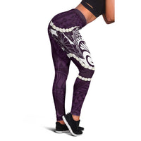 Aloha Hawaii Kalo Pikake Lei Leggings Chest Tattoo Purple Hawaiian Pattern LT14 - Polynesian Pride