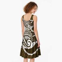 Aloha Hawaii Kalo Pikake Lei Midi Dress Chest Tattoo Gold Hawaiian Pattern LT14 - Polynesian Pride