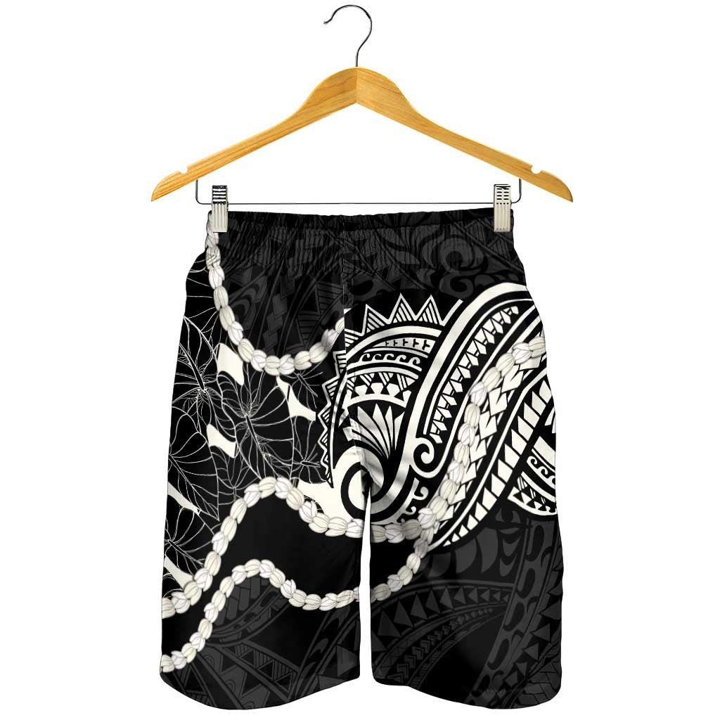 Aloha Hawaii Kalo Pikake Lei Shorts for Men Chest Tattoo Black Hawaiian Pattern LT14 - Polynesian Pride