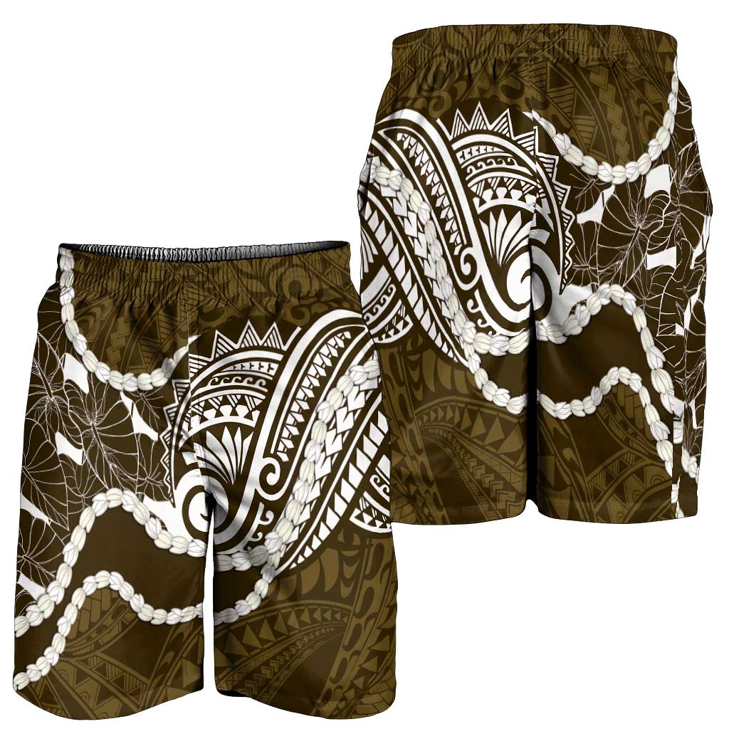 Aloha Hawaii Kalo Pikake Lei Shorts for Men Chest Tattoo Gold Hawaiian Pattern LT14 - Polynesian Pride