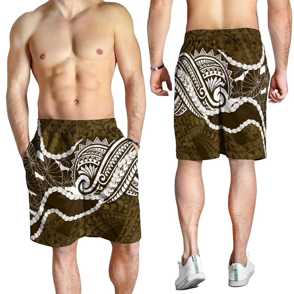 Aloha Hawaii Kalo Pikake Lei Shorts for Men Chest Tattoo Gold Hawaiian Pattern LT14 - Polynesian Pride