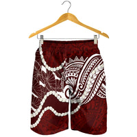 Aloha Hawaii Kalo Pikake Lei Shorts for Men Chest Tattoo Oxblood Hawaiian Pattern LT14 - Polynesian Pride