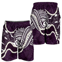 Aloha Hawaii Kalo Pikake Lei Shorts for Men Chest Tattoo Purple Hawaiian Pattern LT14 - Polynesian Pride